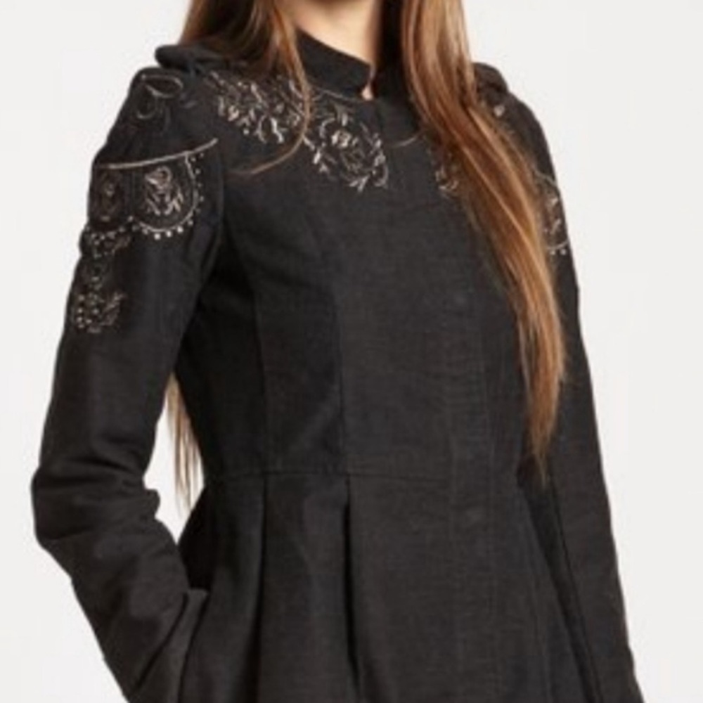 Free People Black Embroidered Jacket